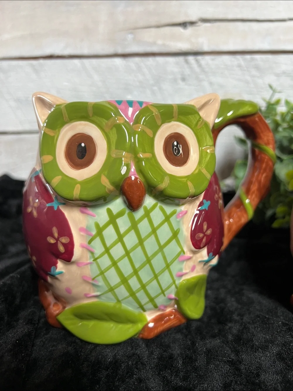 Pier 1 Ollie Owl Ceramic Coffee Mugs Set of 2